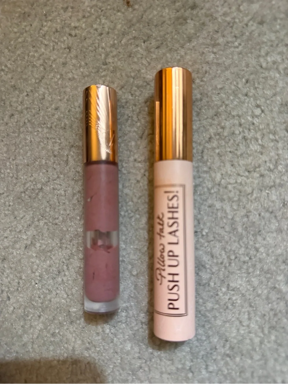 Push Up Lashes! Lash Primer & Pink Nude Lip Gloss Set - Gold Caps